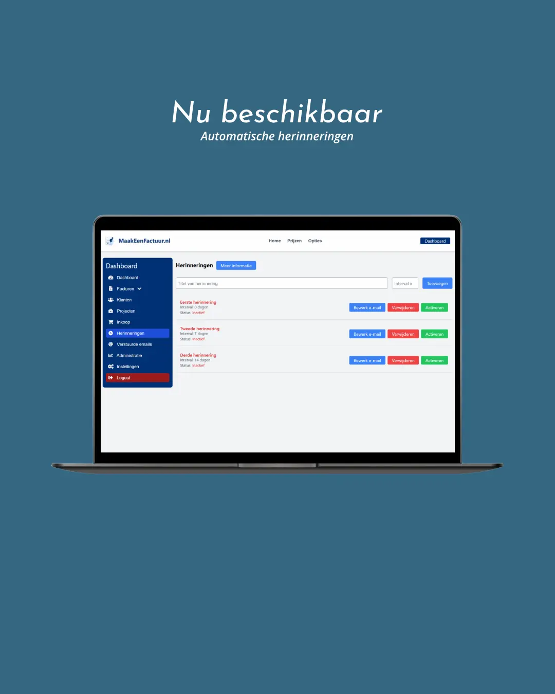 automatische factuur herinneringen 